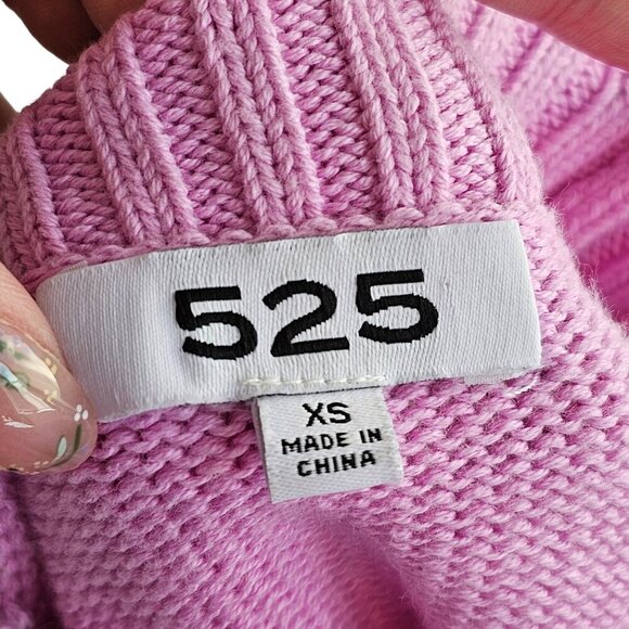 525 Light Pink Ruffle Cropped Cotton Knit Sweater Sz XS - Picture 5 of 7